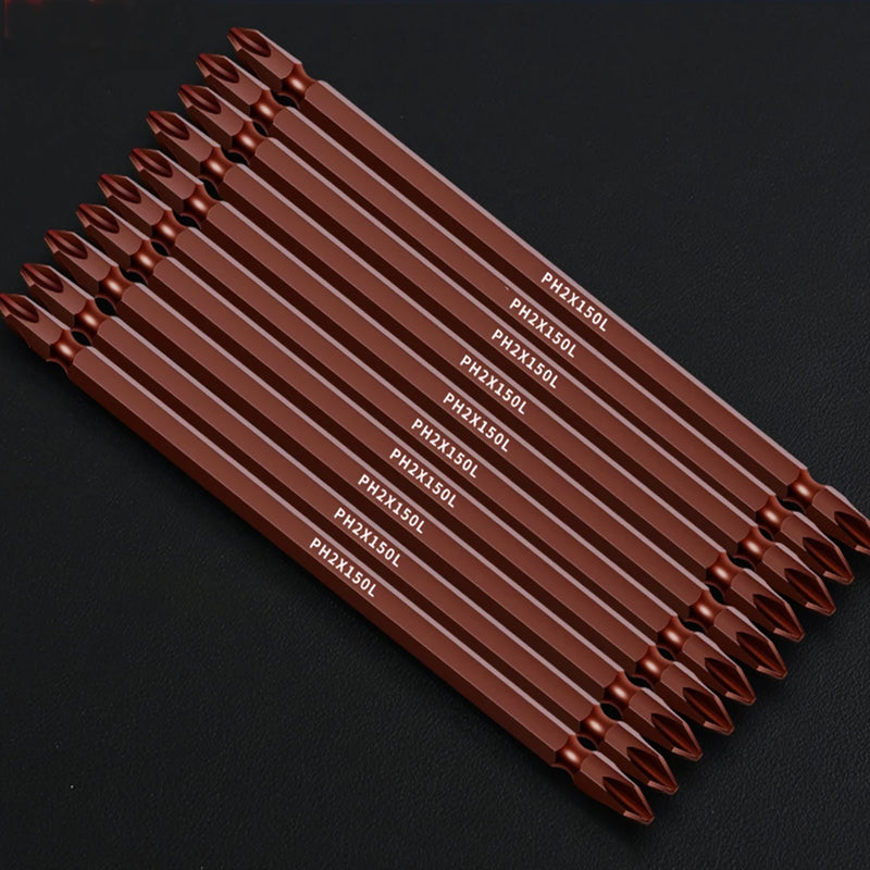 10pcs 6inch/150mm Magnetic Double-headed Phillips Screwdriver Bit S2 Steel Electric Tool For Screw Installation And Disassembly