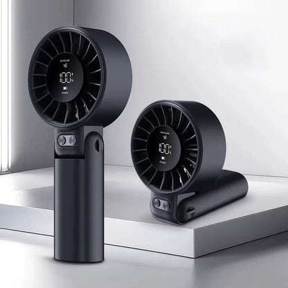 Portable Handheld Fan with LED Display,5 Speeds,150°Folded,3-IN-1 Hand/Desk/Neck Multifunction Personal Fan