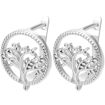 Juya 18K Gold Silver Plated Fastener Bales Fixture Earring Hook Locks For DIY Women Fashion Crystal Agate Charms Earrings Making
