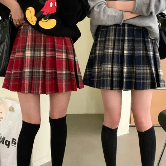 Women Plaid Pleated Mini Skirt Teen-girl High Waist Check Tennis Skirt Preppy Academia Y2K Outfit