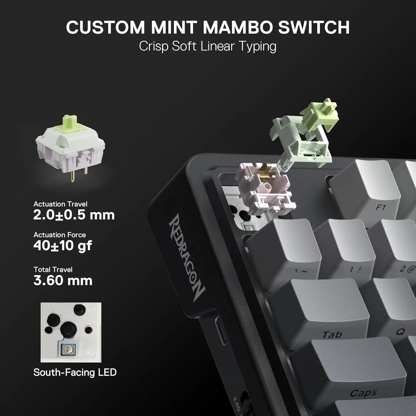 Redragon GB 80% Gasket RGB Gaming Keyboard w/Hype 1.14inch TFT Screen & Knob, 84 Keys Mechanical Keyboard