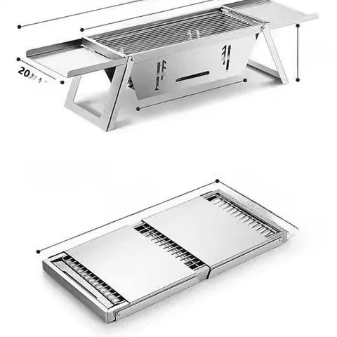 Portable Folding Stainless Steel Pocket Stove Indoor Outdoor Camping Travel BBQ Grill Tea Cooking Lightweight Compact Design