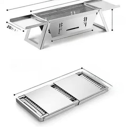 Portable Folding Stainless Steel Pocket Stove Indoor Outdoor Camping Travel BBQ Grill Tea Cooking Lightweight Compact Design