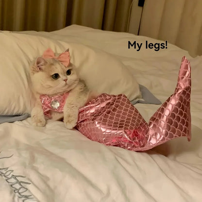Pet cat mermaid clothing funny styling shooting props swimsuit bikini clothing human tail clothing