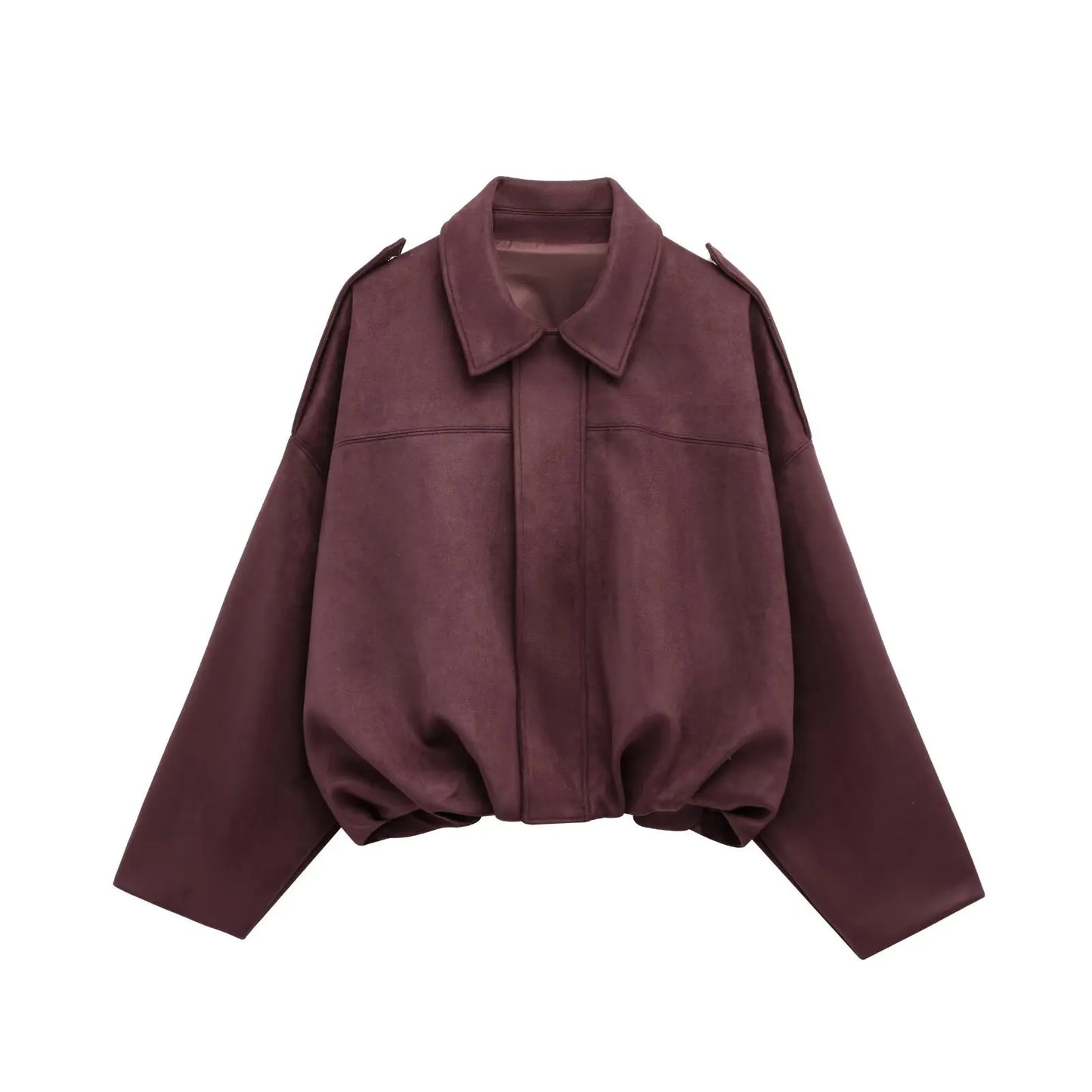 Vintage Faux Suede Short Jackets For Women Zipper Fashion Loose Bomber Jacket Coat Autumn Winter 2025 New Chic Casual Outerwears