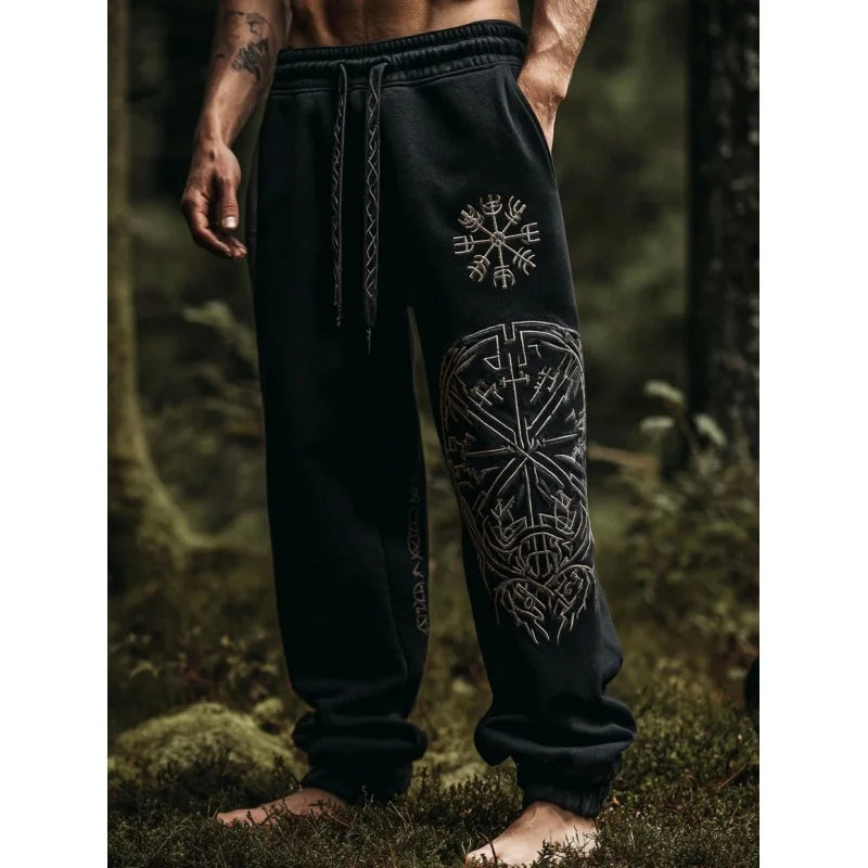 Men's Viking Nordic Sun Art Knot Tribe Celtic Rune 3D Printed Casual Pants Drawstring Straight Leg Pants Summer Beach Pants