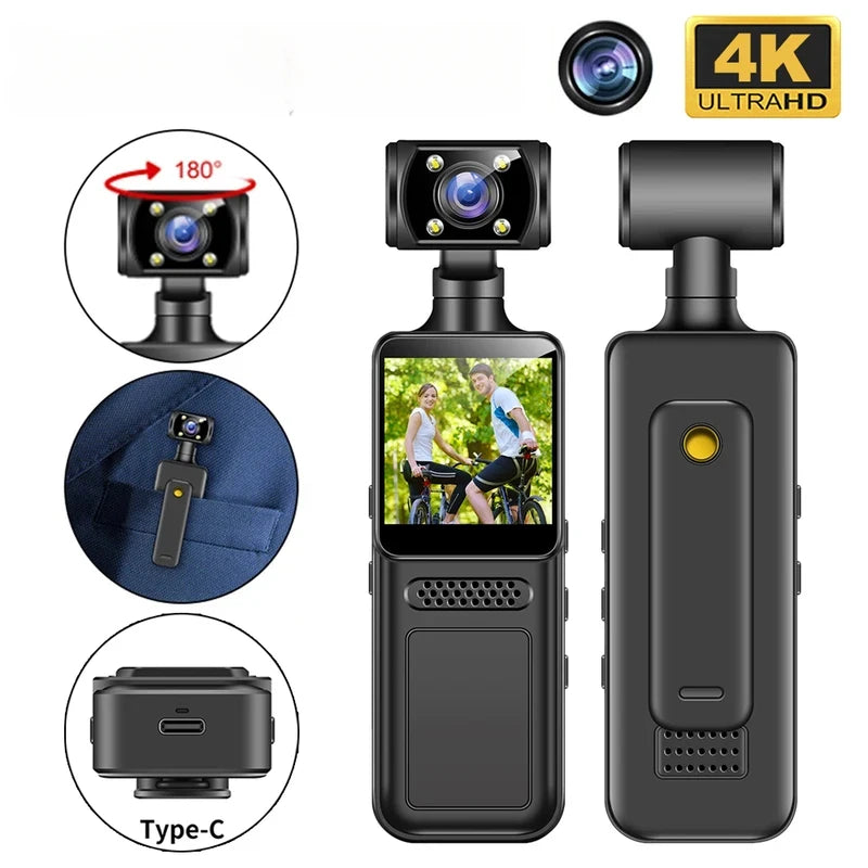 Action Camera 180° Rotatable Lens 4K Ultra HD WiFi Sports Camera Infrared Night Vision Vlog Bicycle Motorcycle Driving Recorder