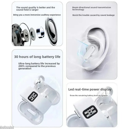 2in1 Ear-Clip in-Ear Couple Wireless Bluetooth Headphones LED Power Display Earphones Earbuds for Game Music