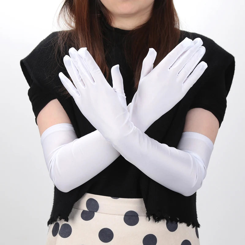 1 Pair Sexy Gloves Classic Women Black Evening Party Prom Gloves Opera Stretch Satin Long Mittens Driving Sun Protection Sleeves