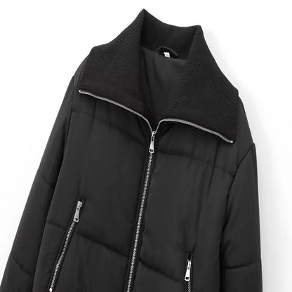 Women's Long Sve Jaet Outerwear 2024 Autumn Winter New Warm Cotton Thiened Coat 30240 Faion Versatile Loose Fit