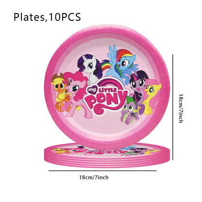 My Little Pony themed children's birthday party supplies, girls' first birthday tablecloth, tableware, paper cups, flag-raising