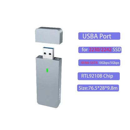 M.2 NVMe 2230 SSD Enclosure USB C Adapter 10Gbps USB3.2 Gen2 External Case Box for M2 2230 NVMe SN740/SN530 520/PM991a/BG4/BC711