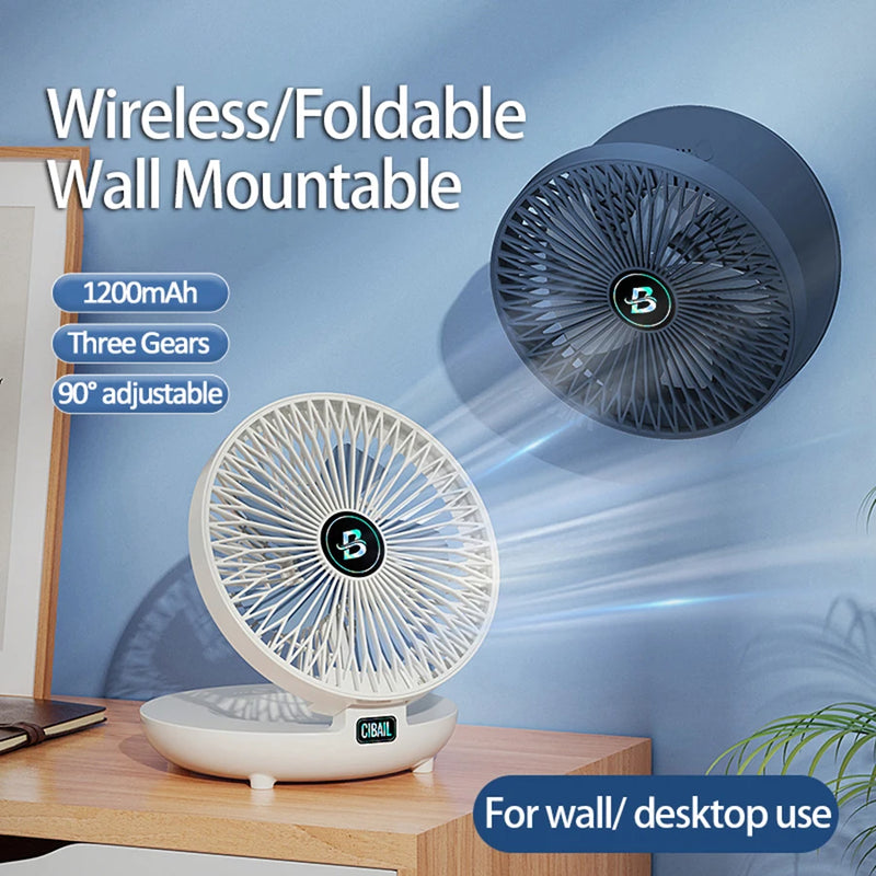 2024 Best Sellers 2IN1 Folding Desktop Fan Portable Air Conditioner Wall Mounted Fan Rechargeable With 3 Gears for Home Office