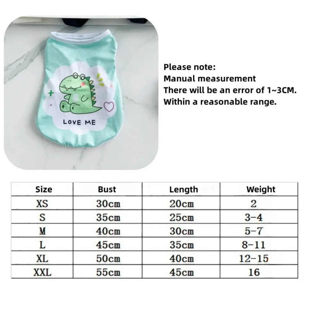 Summer Sleeveless Pet Vest Small Dogs Beach Cat Puppy Clothes Soft Breathable Dog T-Shirts