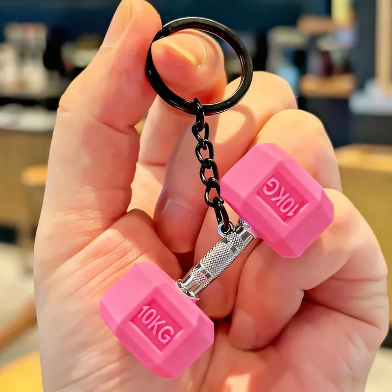 Gym Dumbbell Keychain Fashion 3D PVC Dumbbell Keychain Car Key Wallet Backpack Pendant Creative Gifts For Fitness Enthusiasts