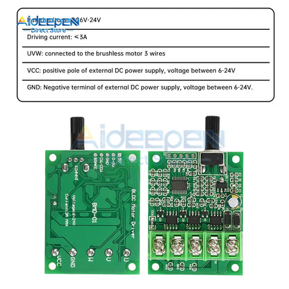3A 6V-24V PWM DC Motor Speed Controller 12V 24V three-phase brushless Hall control board Speed Regulator Dimmer Control Switch
