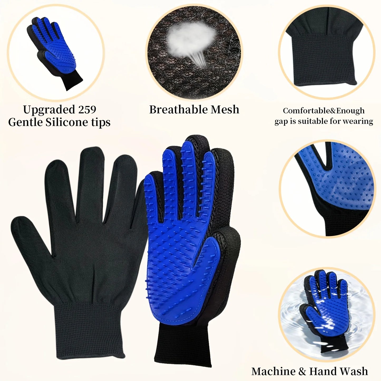 2pc Pet Grooming Gloves,Deshedding and Massaging Grooming Gloves,Removing Fur,Deshedding Glove Brush,Suitable for Dogs and Cats