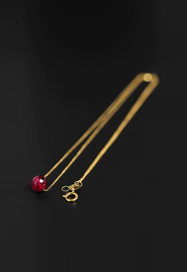 Fine Jewelry New Real 18K Gold Necklace  Natural ruby for Women Au750  Design Simple Fashion Fine Jewelry Gift for Women,x667