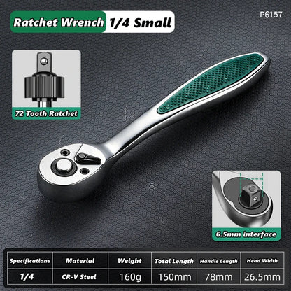 72 Tooth Ratcheting Wrench Set 1/4 3/8 1/2 Inch Auto Quick Repair Wrench Labour-Saving Ratchet Wrench Set Hand Tools
