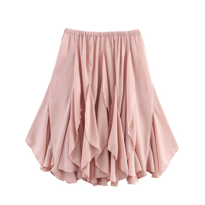 Ele High Waist Asymmetric Layered Decorative Skirt for Women Polyester Fiber Ci Commuting Sle Spring Season China Made