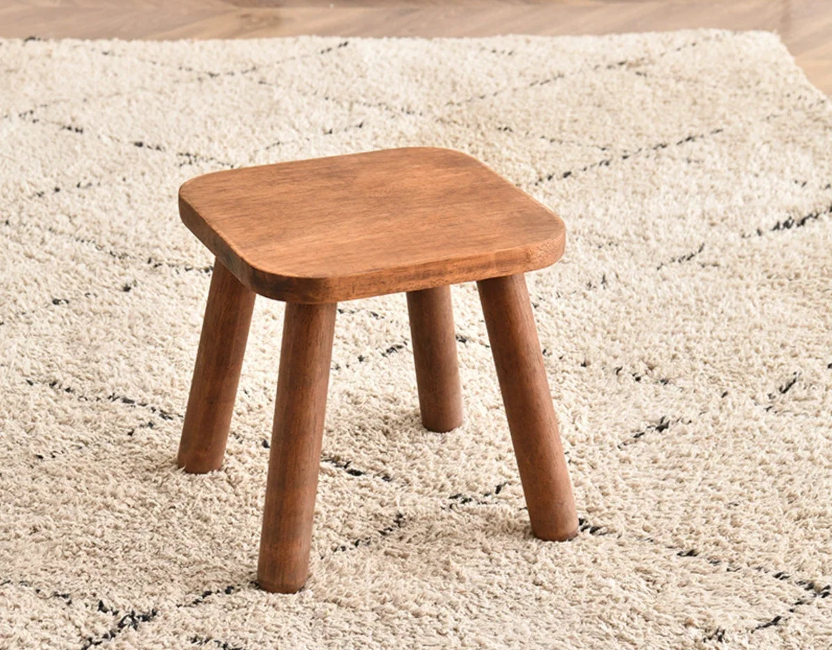 Multifunctional Solid Wood Stool Stackable Design Indoor Living Room Dining Seat Bench