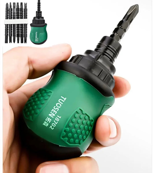 TUOSEN Ratchet One Word Screwdriver Sets Manual Magnetic Phillips Slotted Telescopic Double Head Screw Driver Bits Repair Tools