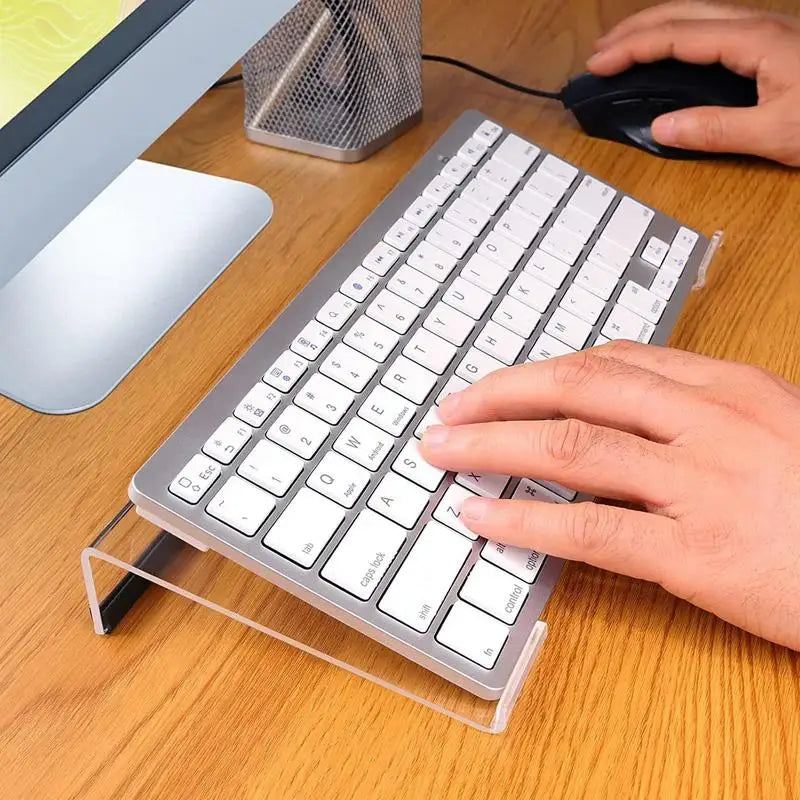 Acrylic PC Keyboard Display TrayTilted Keyboard Holder Clear Game Essential Keyboard RiserStand Notebook Computer KeyboardFeet