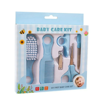 6pcs/Set Blue & Pink Baby Cleaning Kit Care Product Set For Nails And Hair, Including Beauty Brush Comb And Nail Clipper Set