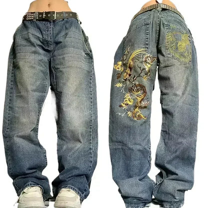 American Fashion Trend Joker Best Sell Special Spot Jeans Women Street Y2K New Punk Oversized Wide-leg Pants Unisex Casual Jeans