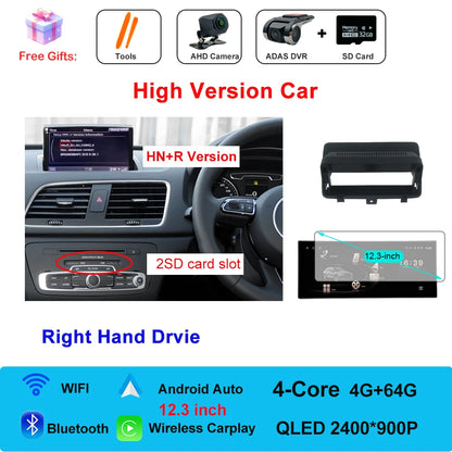 Car Radio Navigation GPS Multimedia Video Player Tools For Audi O3 2013-2018 Right Hand Drvie Android 16 Auto Carplay 12.3"