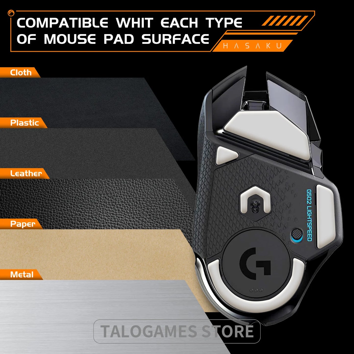 2Sets HASAKU Rounded Curved Edges Gaming Mouse Feet Skates for Logitech G502 Wireless Gaming Mouse Feet Pad Replacement
