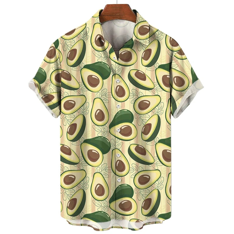 Fruit Banana Cherries 3D Printed Graphic Shirts For Men Clothes Fashion Hawaiian Lapel Blouse Casual Streetwear Lapel Blouse Top
