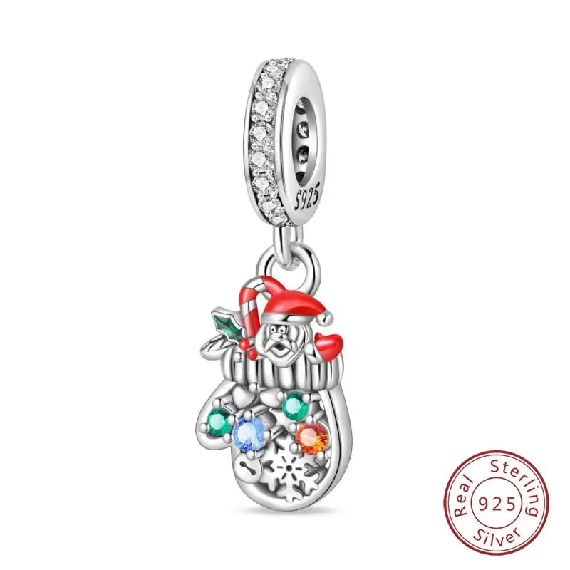 Original 925 Sterling Silver Charms Beads Winter Snowflake Snowman Igloo Penguin Pendant Fit Bracelet Women Jewelry Gift