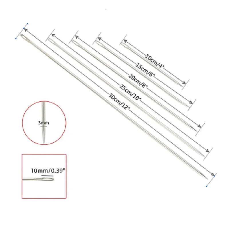 5pcs Upholstery Needles 10/15/20/25/30cm Big Eye Hand Sewing Needle Stitching Crafting Home Crafts Doll Making Leather Repairing