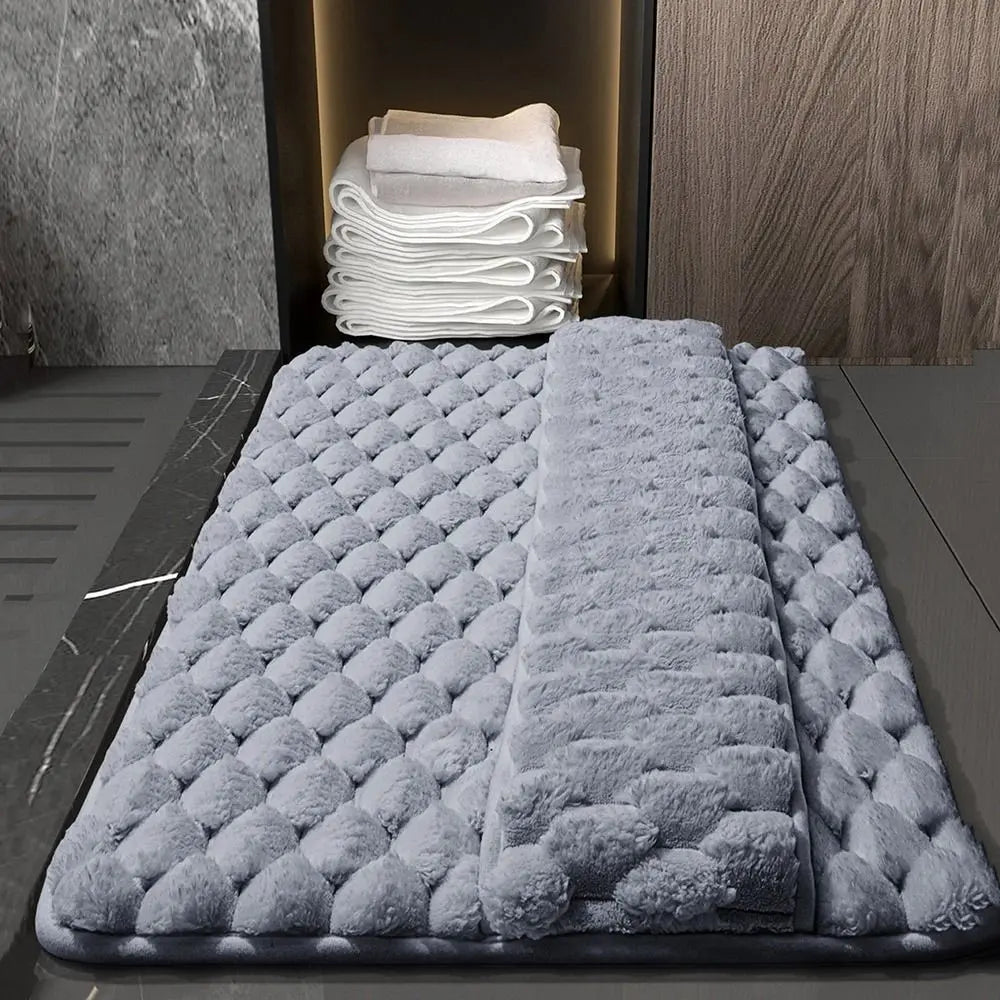 Practical Anti-slip Bath Mat Soft Washable Bathroom Floor Mat Household Water Absorption Floor Rug Bathroom Decor