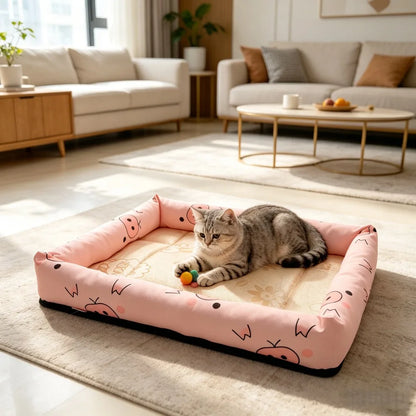 Cooling Fabric Pet Bed for All Seasons: Breathable Mat for Dogs & Cats, Removable Washable Summer Cooler & Year-Round Cushion