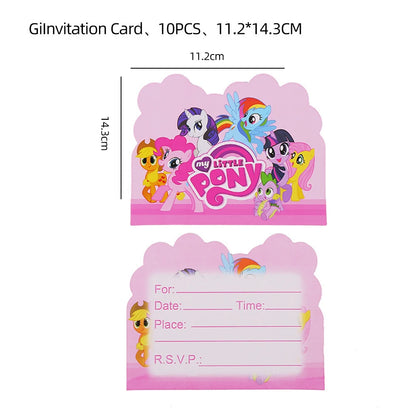 My Little Pony themed children's birthday party supplies, girls' first birthday tablecloth, tableware, paper cups, flag-raising
