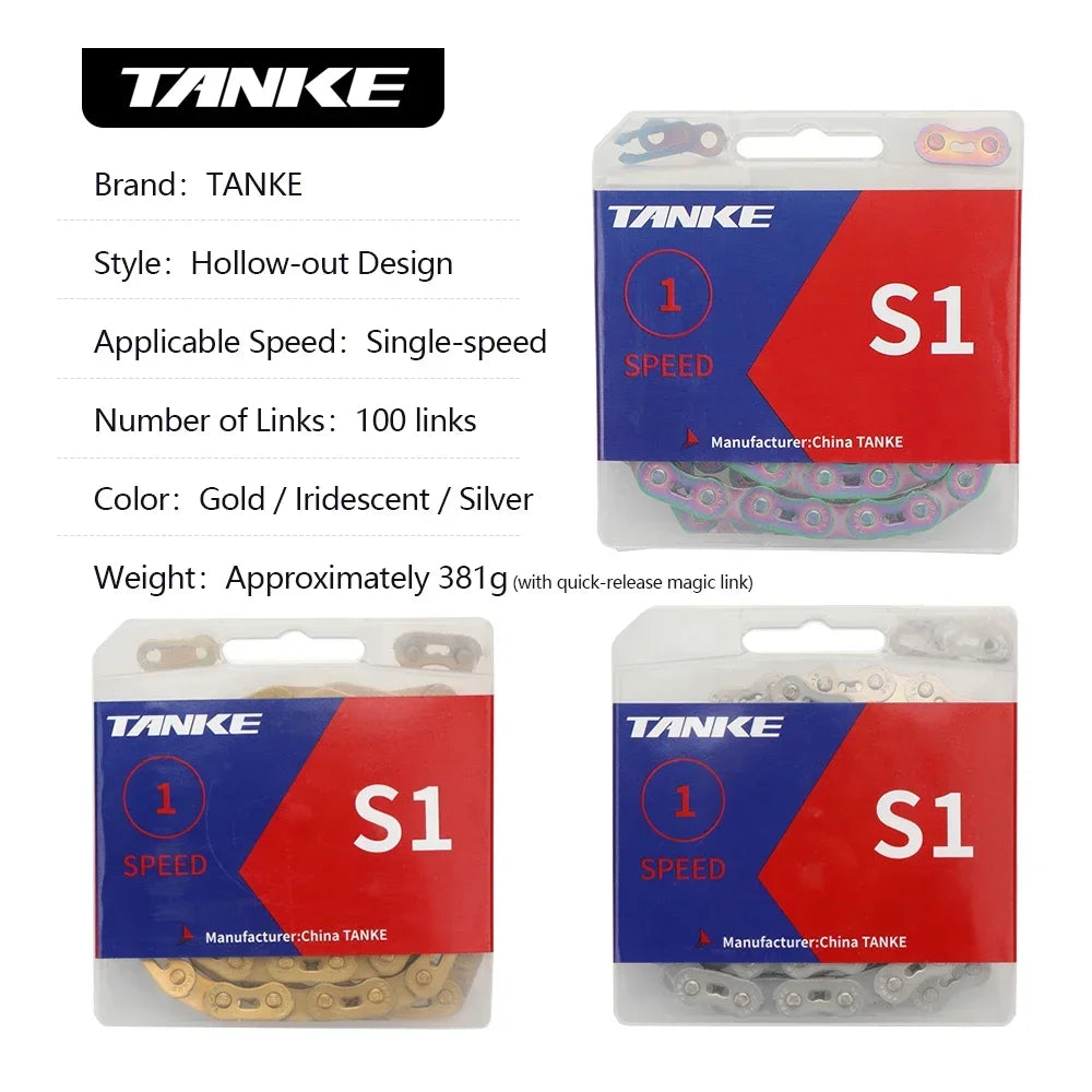 TANKE Single Speed Bike Chains 1 Speed Mountain Bicycle Chain 100L MTB Single Speed Cycling Accesories BMX Current