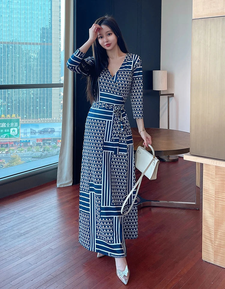 ZAROY Women Wrap Long Dress Summer Sexy V Neck Side Split Party Club Dress Chic Streetwear Elegant Evening Slim Beach Vestidos