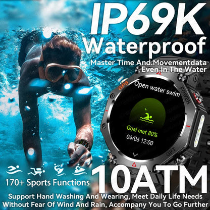 T-Rex 3 Ultra Military Grade GPS Smart Watch 10ATM Waterproof Compass Altimeter Barometric AMOLED Men HD Call Sports Smartwatch