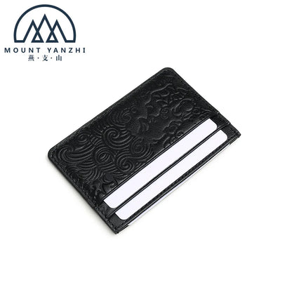 Ultra-Thin Genuine Leather Coin Purse Men's Wallet Simple Lion Embossed Design Women's Bus Card Holder Customizable Logo