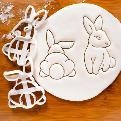 Easter Cookie Cutters Cute Yoga Rabbit Egg Plastic Cookie Embossed Molds DIY Baking Cakes Decorations Tools Kitchen Accessories