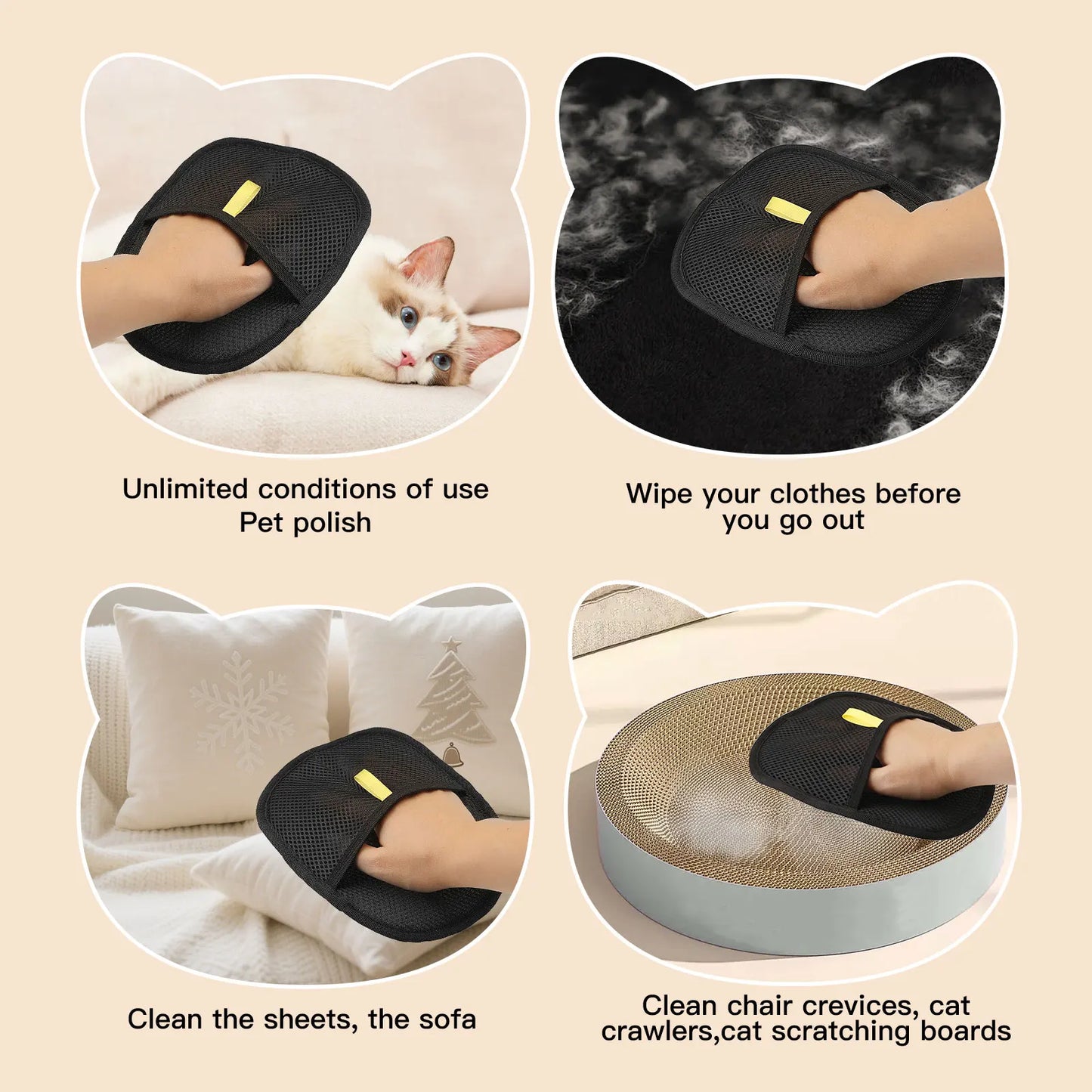 Pet Hair Removal Tool Reusable Static Removal Gloves, Double-SidedGrooming Gloves for Pets, Removes Pet Fur Hair for Carpets