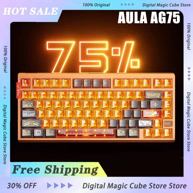 AULA AG75 Magnetic Axis Mechanical Keyboard Low Latency Gaming Keyboard All-aluminum Alloy 75% Layout Gaming Keyboard PC Gift