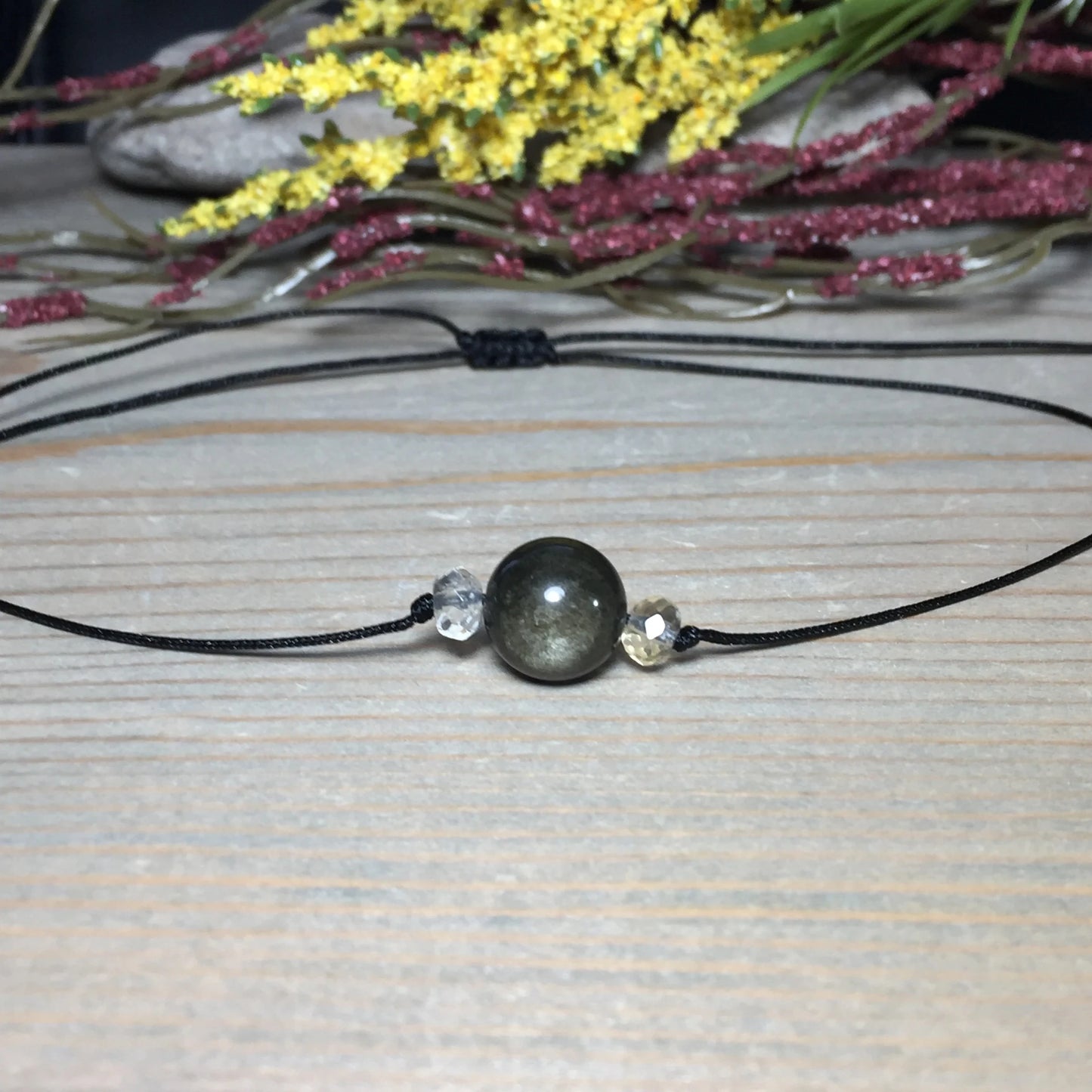 Golden Obsidian Necklace, Obsidian Necklace, Protection Necklace, Transformation Necklace,Wealth Necklace,for man or woman.1pc