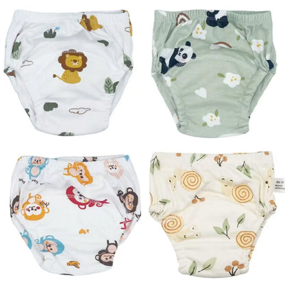 4PCS Baby Waterproof Diapers Pee Shorts Underwears Reusable Soft Ecological Cotton Toddler Potty Training Pants For Boys Girls