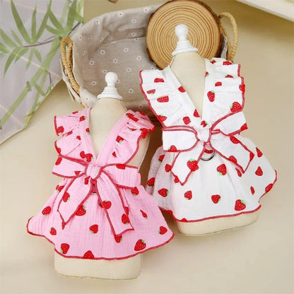 Pet Strawberry Dress Summer Dog Clothes Luxury Dog Vest Suspender Skirt Cat Cooling Shirt Bichon Chihuahua Clothing Dog Outfits