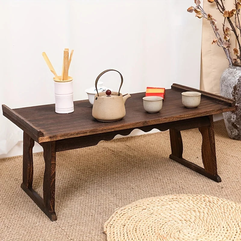 Wooden Japanese Table Small Coffee Table Bay Window Meditation Altar Low Sitting On the Floor Bed Table Tray Foldable Legs