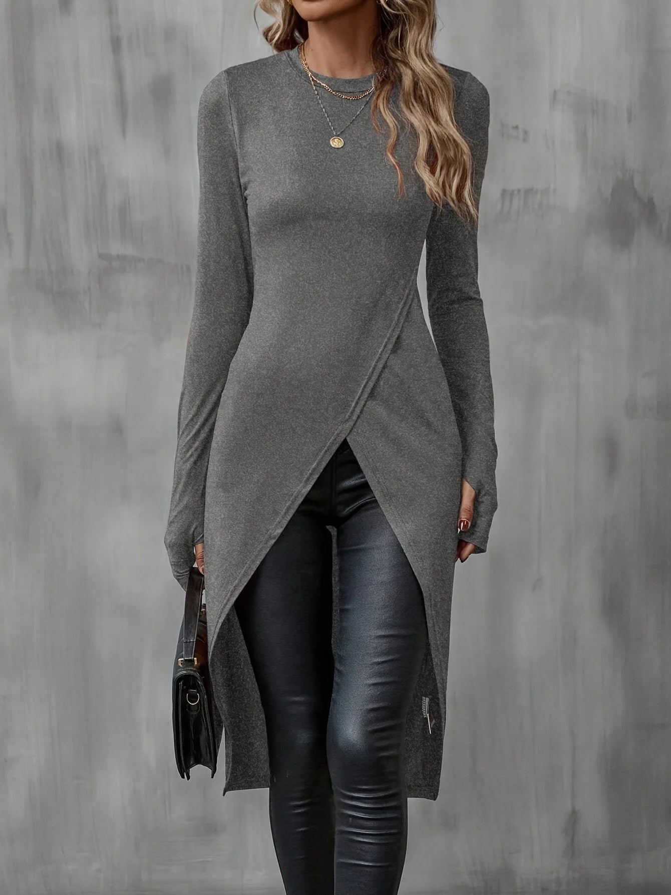 2024 new autumn plus long T-shirt advanced sense slimming temperament casual women's wear