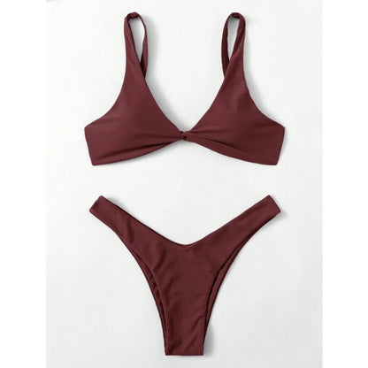 Simple Solid Bathing Suit Women Sexy Triangle Bandage Micro Bikini Swimsuit 2025 New Summer Beach Bathing Suit Two Piece Female